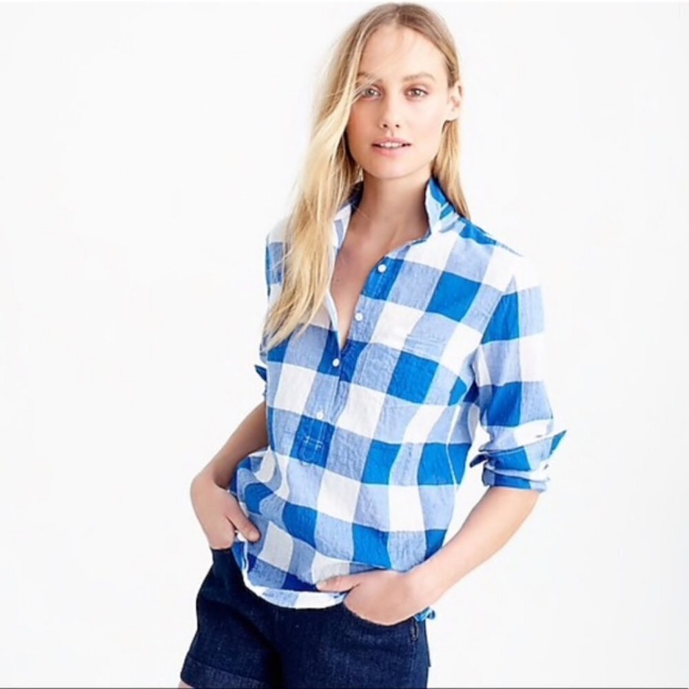 J. Crew Popover Shirt in Buffalo Check Size 00